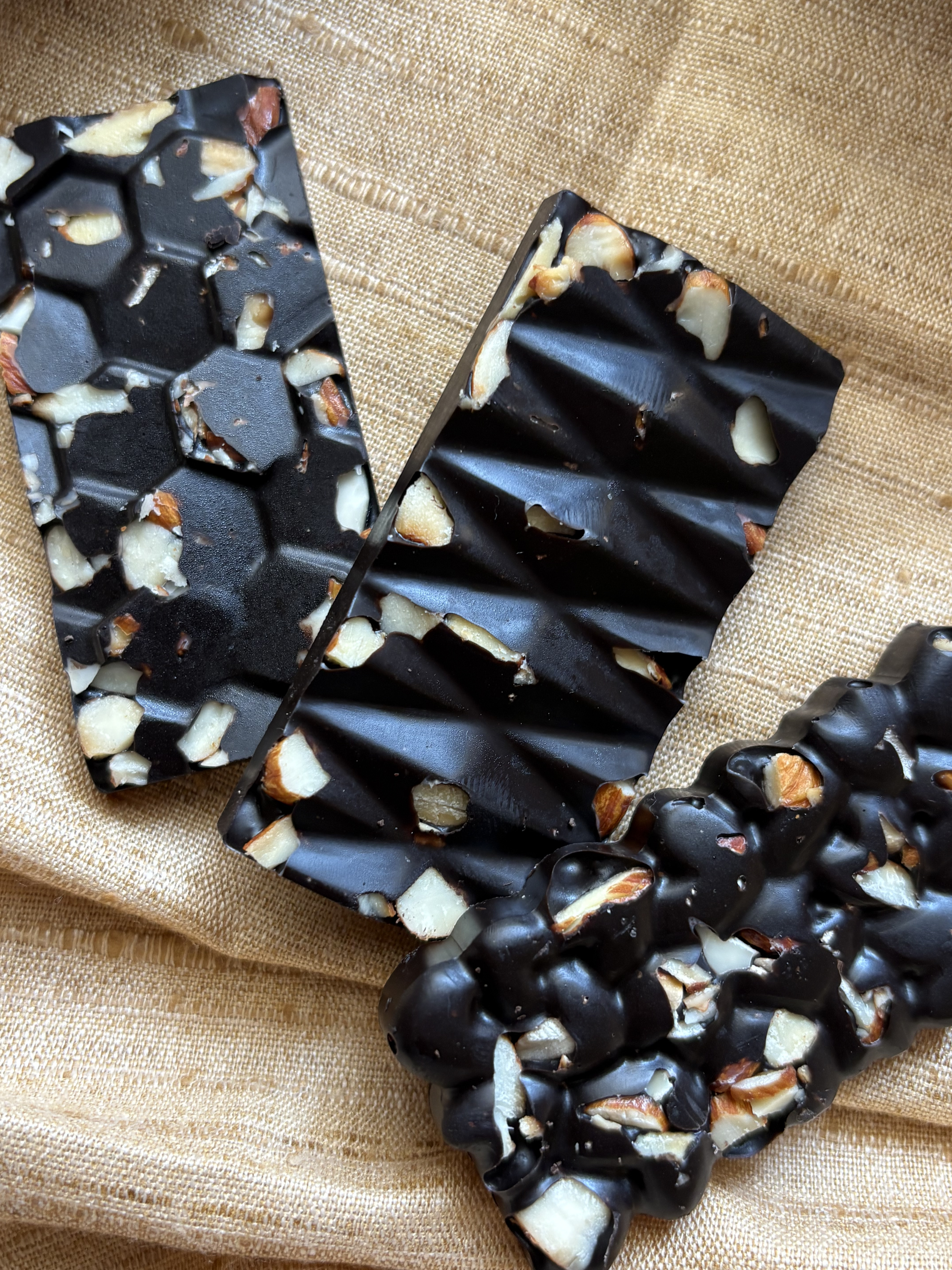 Dark Chocolate Almond Bars, close-up